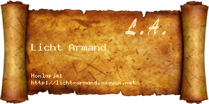 Licht Armand névjegykártya